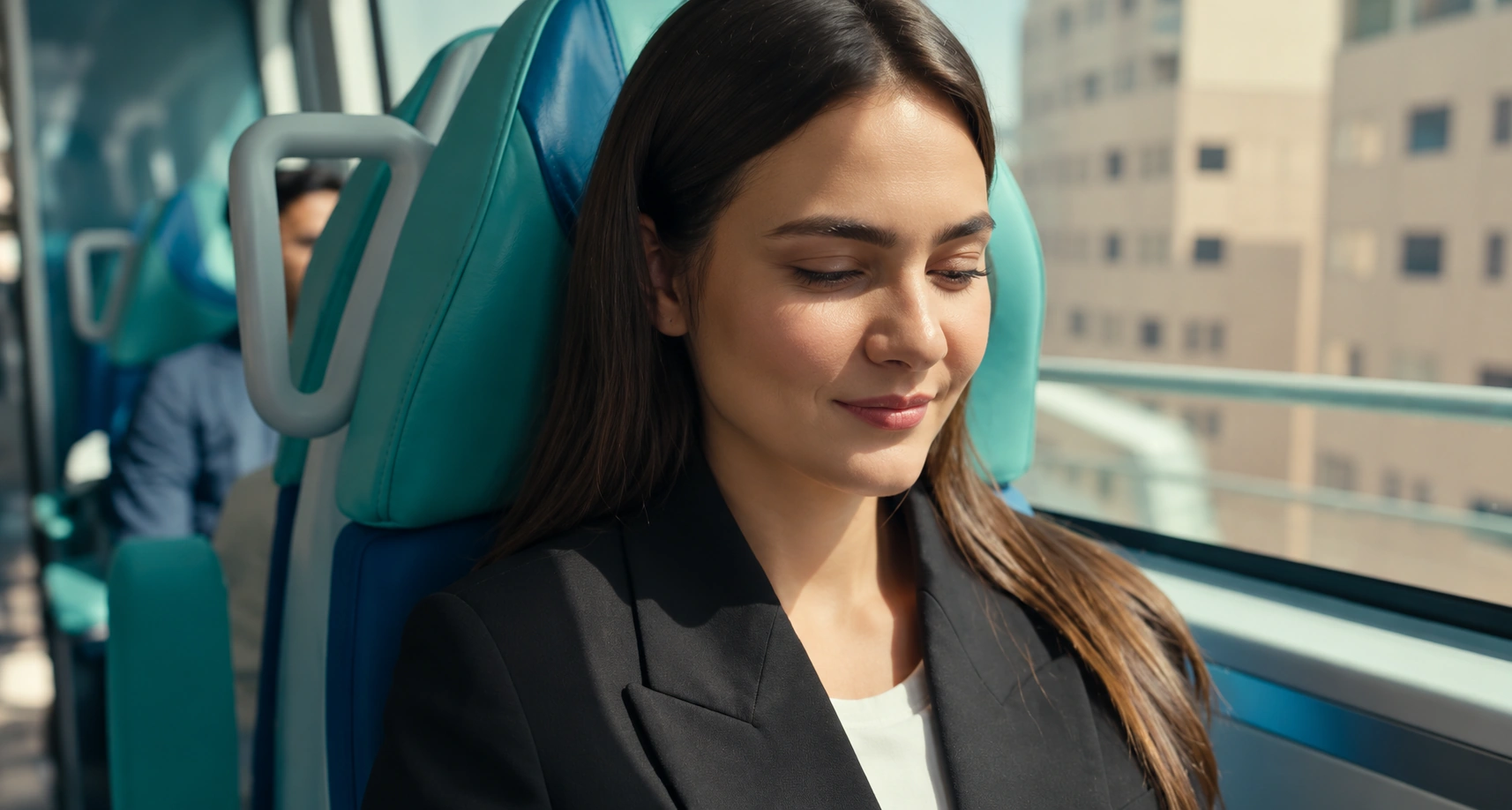 A still from Moments with Dubai Media, showing a woman on the Dubai Metro